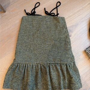 Ganni Black and Cream Houndstooth Mini Dress